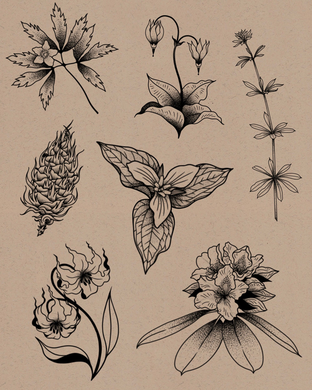 Silty Loam Tattoo flash sheet